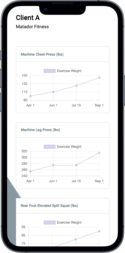 Screenshot of StrengthPortal's Custom Reports on a mobile device
